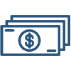 Clean illustration of a stack of generic dollar bills to show value.