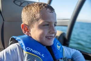Son smiling while riding on VP22RCT