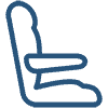 Clean illustration of a plush captains chair with armrest.
