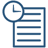 Clean illustration of a clock set over a sheet of paper with horizontal lines to represent text.