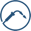 Clean illustration of a welders torch set inside of a circle.